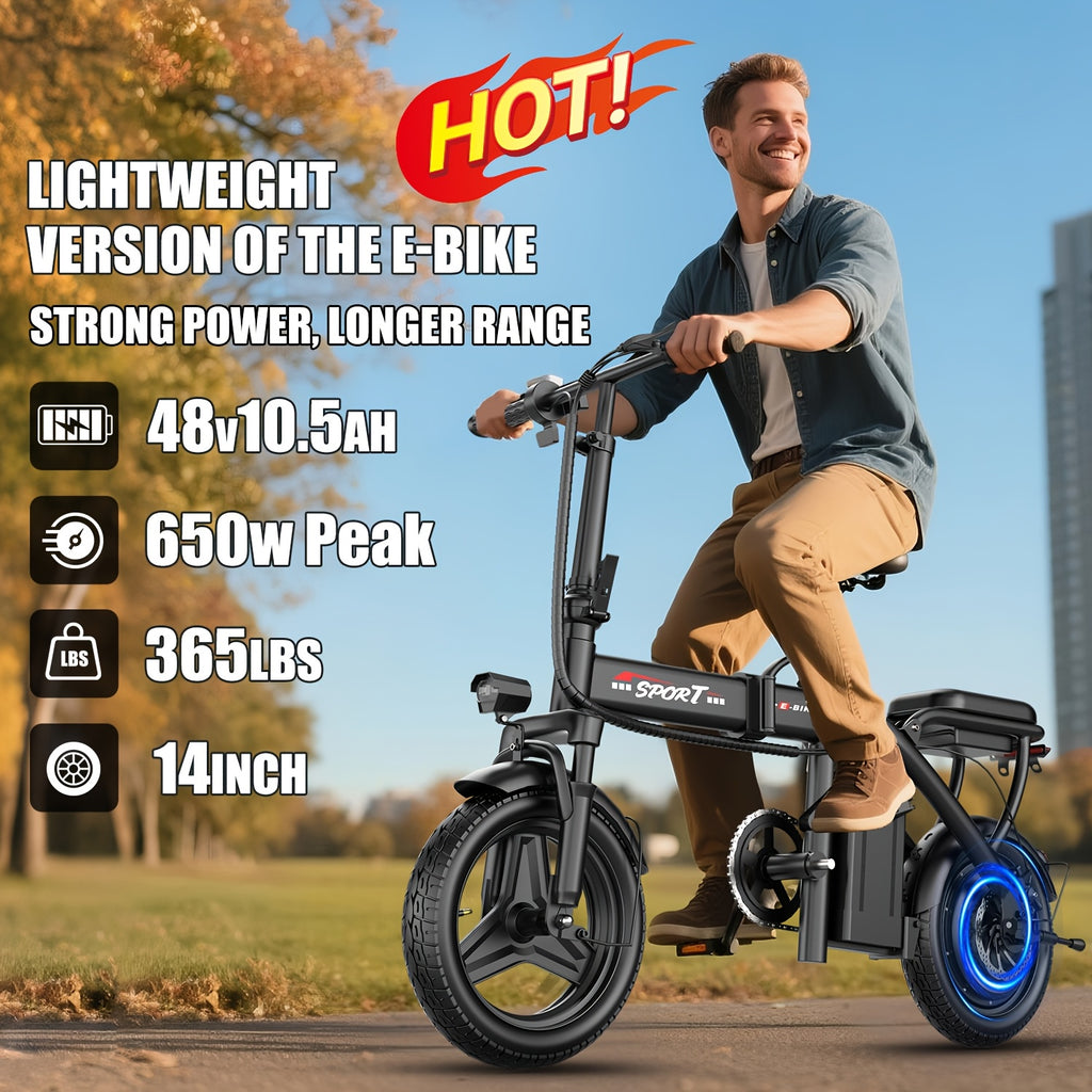 ASKGO Z6 Electric Bicycle with Rear Seat, 650W Peak Motor