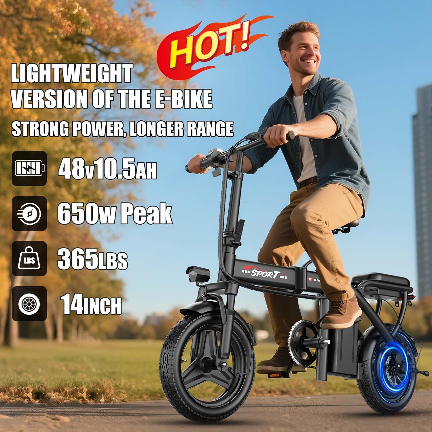 ASKGO Z6 Electric Bicycle with Rear Seat, 650W Peak Motor