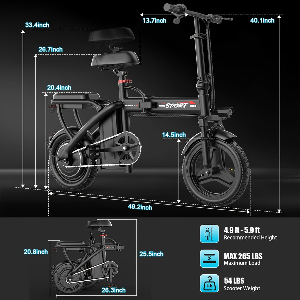 ASKGO Z6 Electric Bicycle with Rear Seat, 650W Peak Motor