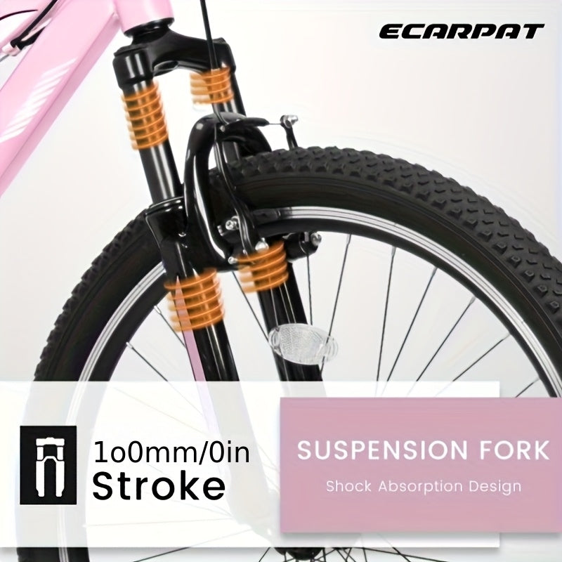 A24208D Mountain Bike 24\u002F26 Inch, High-Density Stainless Steel Frame, 21 Speed, Front Suspension