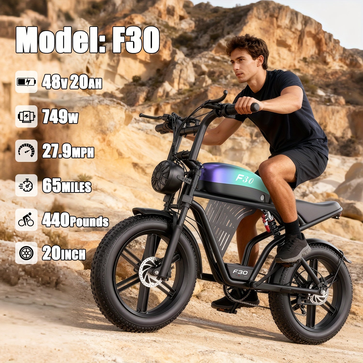 27.9MPH Electric Bike-S7, 749W 20*4\