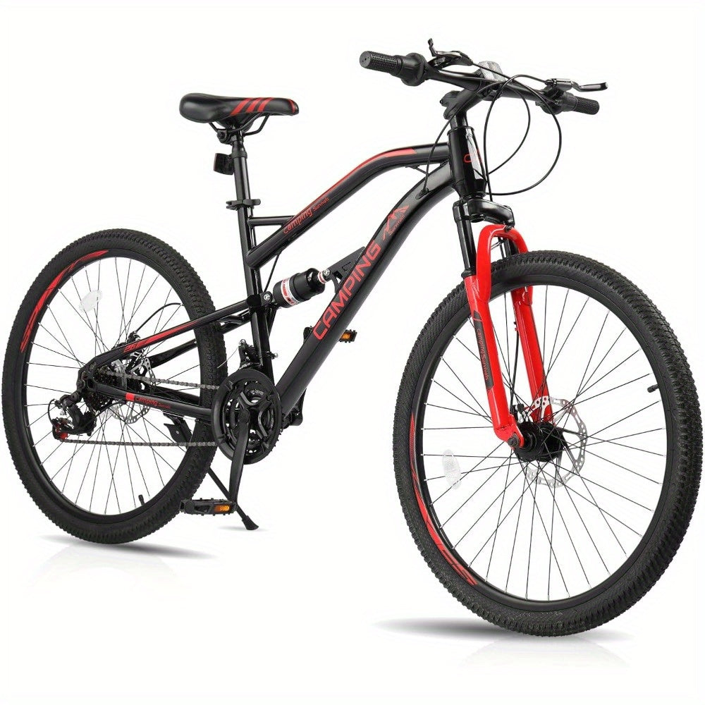 26in 21-Speed Mountain Bike with High-Carbon Steel Frame, Dual Suspension & Disc Brakes
