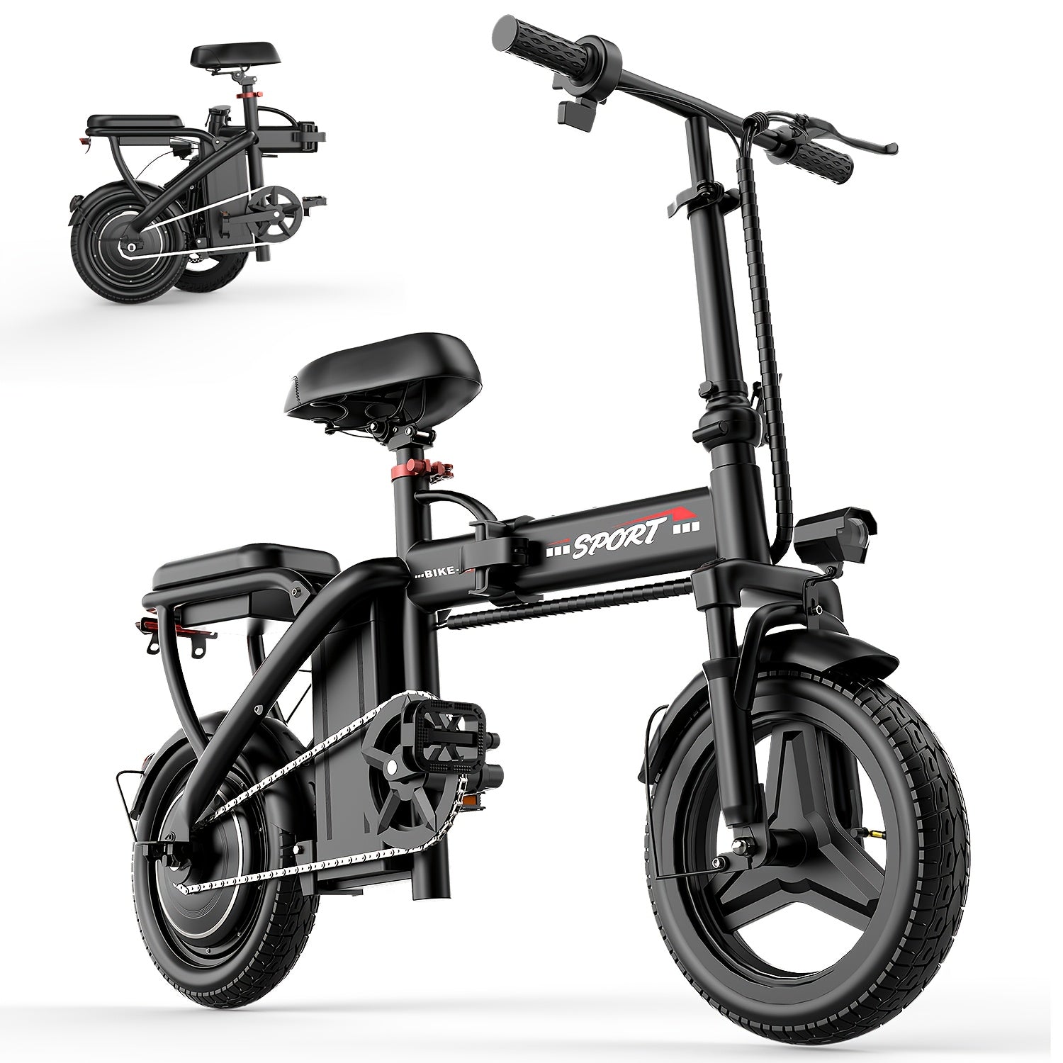 ASKGO Z6 Electric Bicycle with Rear Seat, 650W Peak Motor