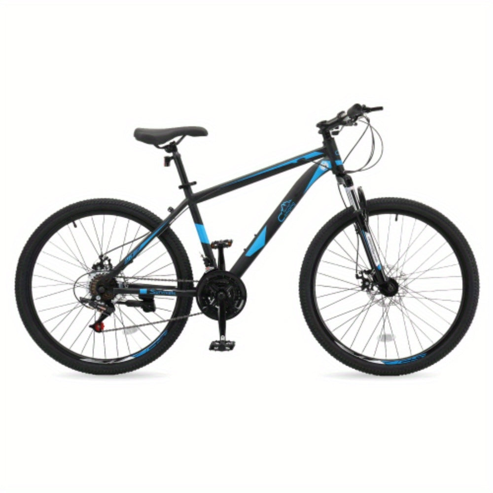 26in 21 - Speed Black & Blue Explorer Mountain Bike - High - Carbon Steel - Ideal for Off - Road Exploration