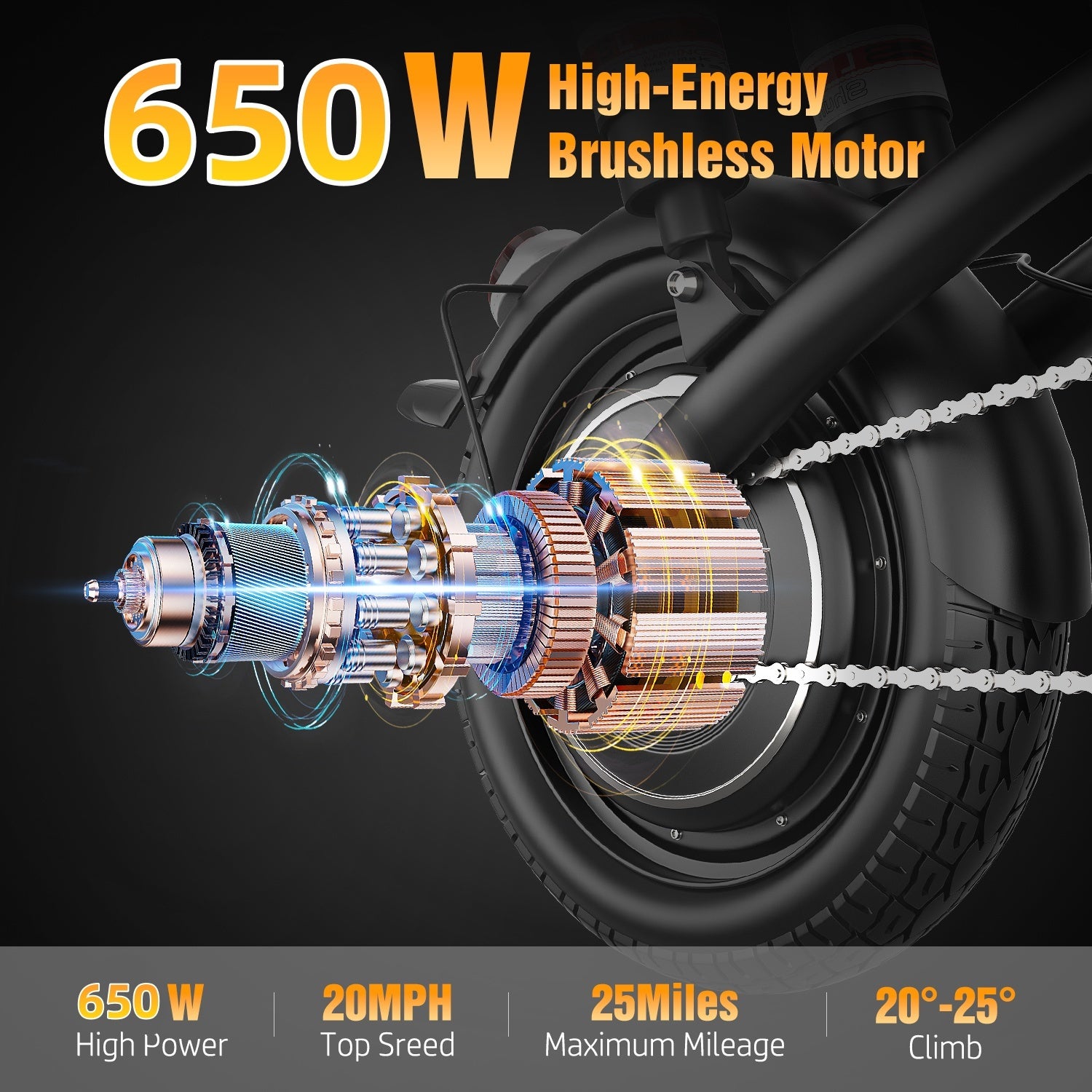 650W Heavy-Duty Adult Electric Bike - 48V E-Bike with Front Headlight, Rear Brake Light & Rapid Charging