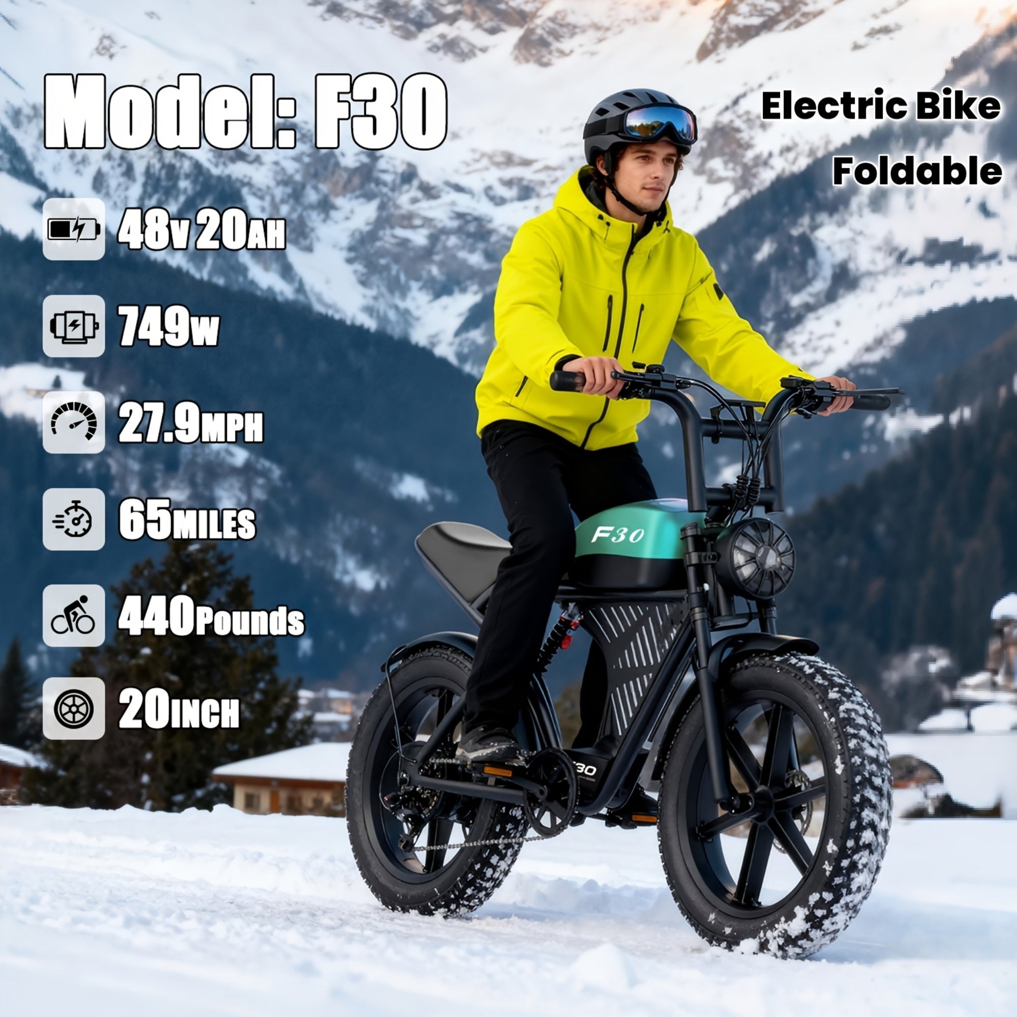 27.9MPH Electric Bike-S7, 749W 20*4\