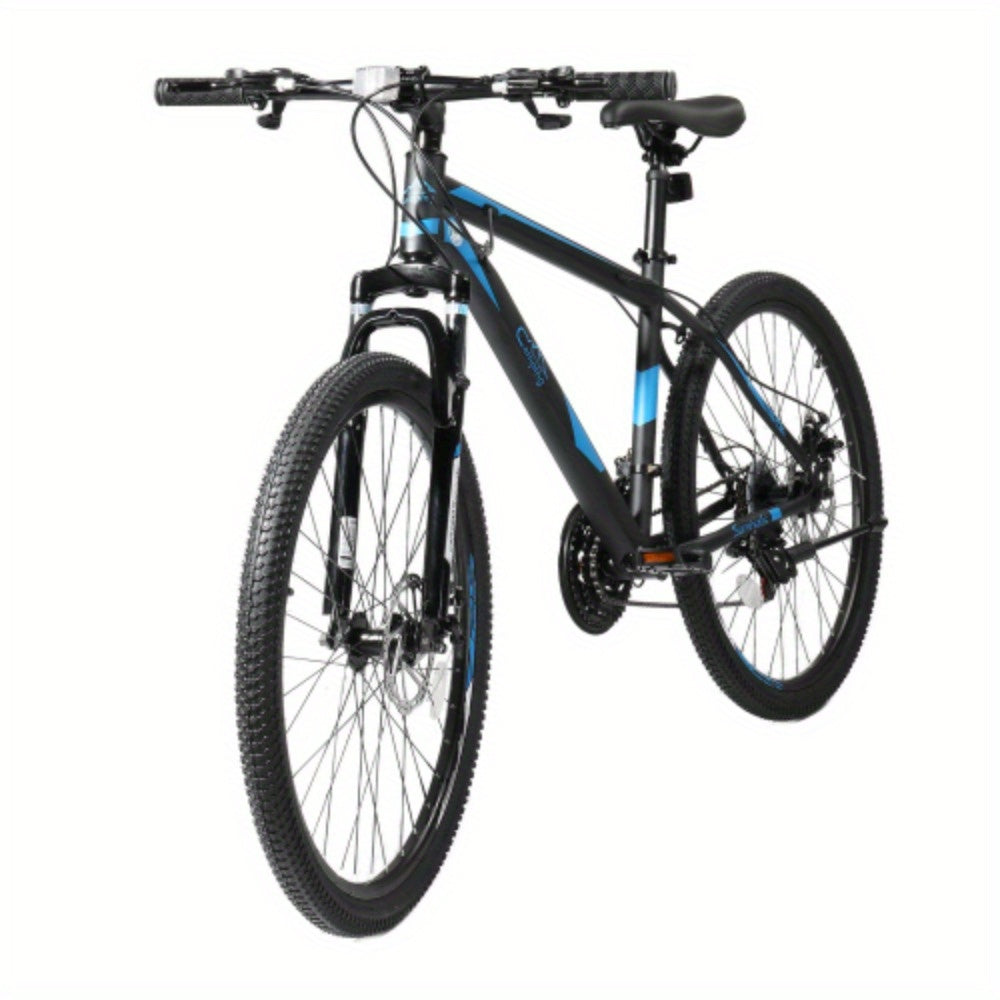 26in 21 - Speed Black & Blue Explorer Mountain Bike - High - Carbon Steel - Ideal for Off - Road Exploration