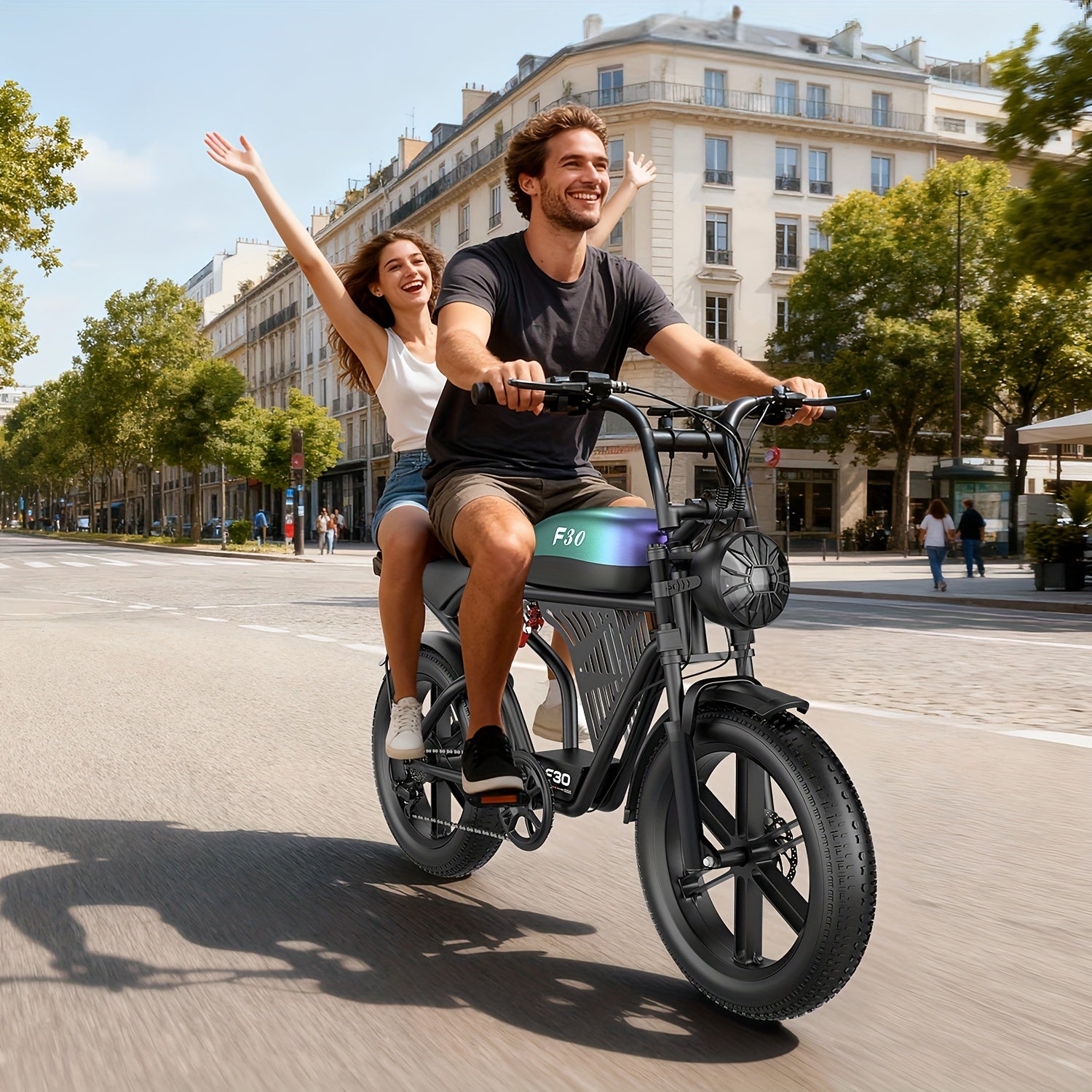 Electric Mountain Bike with Dual Suspension And Fat Tires, Featuring a 749W Motor