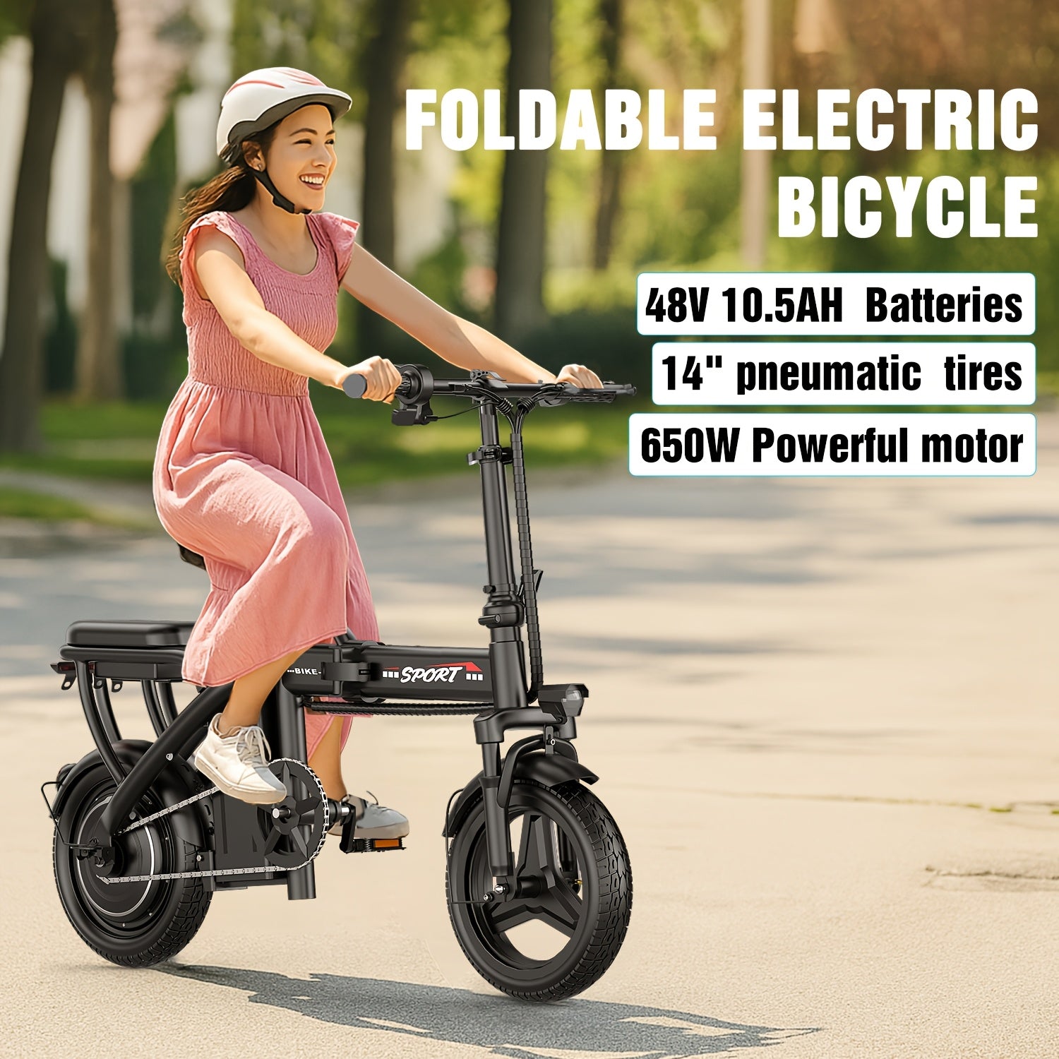 ASKGO Z6 Electric Bicycle with Rear Seat, 650W Peak Motor